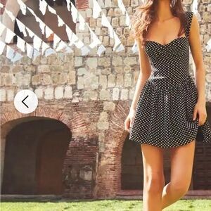 Reformation Taiga Black and White Polka Dot Mini Dress